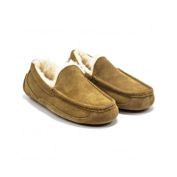 UGG M Ascot Brown Suede Slip On Loafer Slippers Casual Adult Men’s Size 9 - Picture 1 of 10